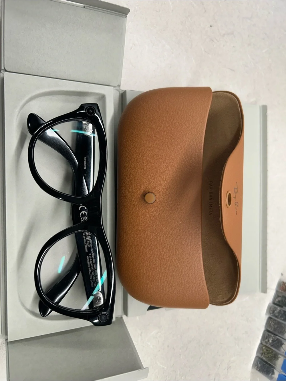 Classic Black Round Women’s Glasses with Tan Protective Case